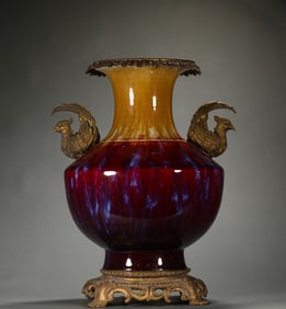 Qing Dynasty Qianlong Red Glazed Ornamental Vase