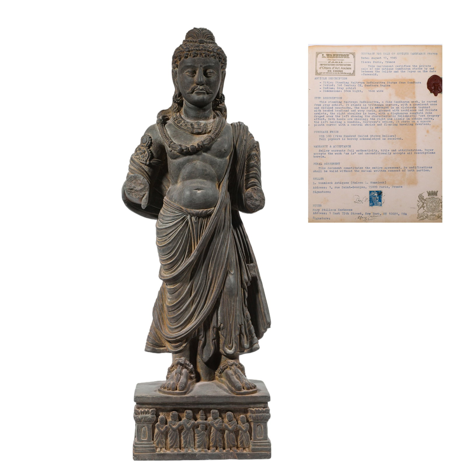 A STANDING STATUE OF A BODHISATTVA IN THE STYLE OF GANDHARA FROM THE 3RD CENTURY (1 of 8)