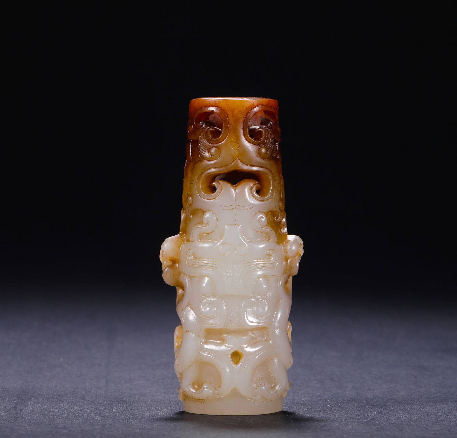 HAN DYNASTY HETIAN WHITE JADE BEAST FACE PATTERN JADE PENDANT (1 of 6)