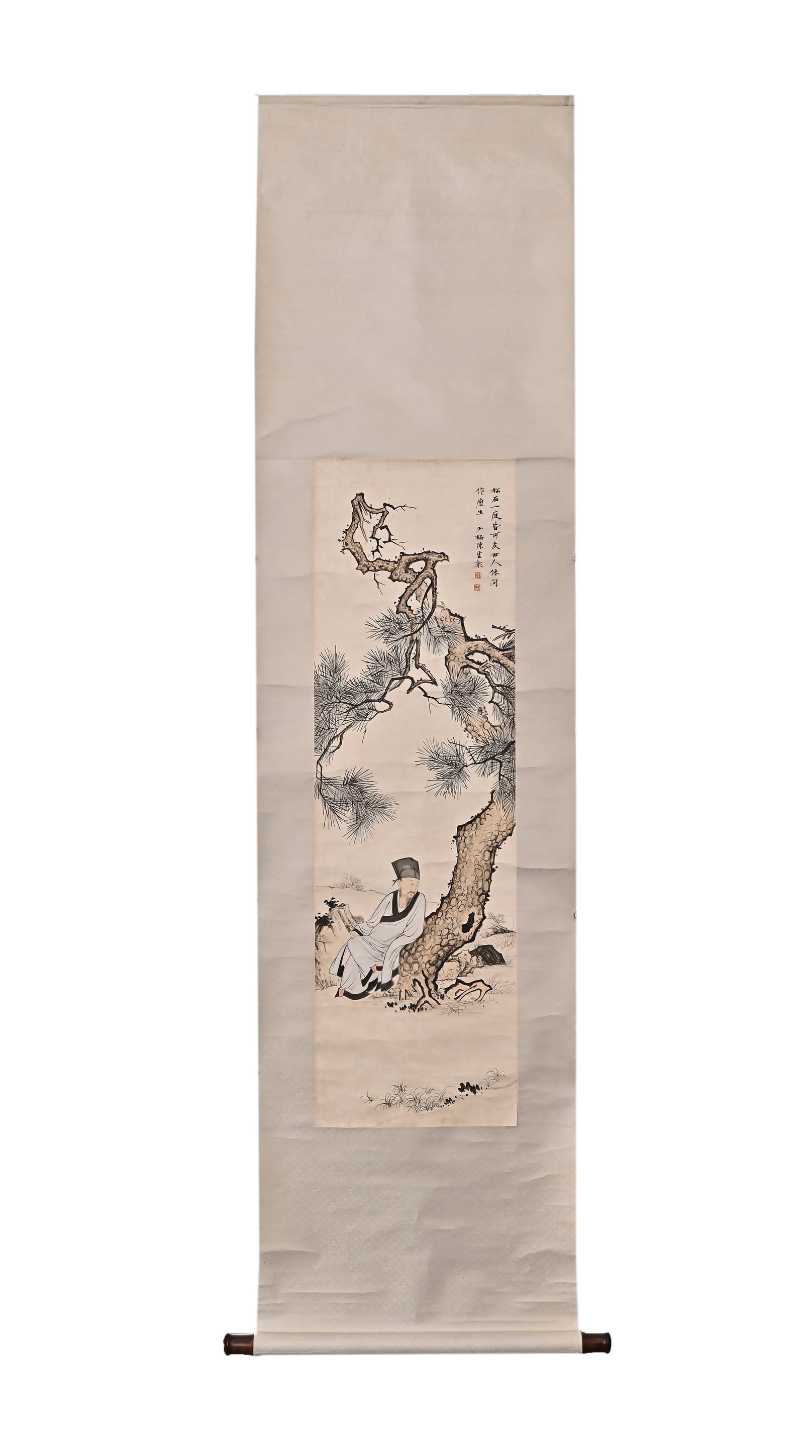 CHEN SHAOMEI (1909-1954), A HIGH-RANKING SCHOLAR IN THE SHADE OF A PINE TREE: H:108cm(42.52in)W:32cm(12.60in)