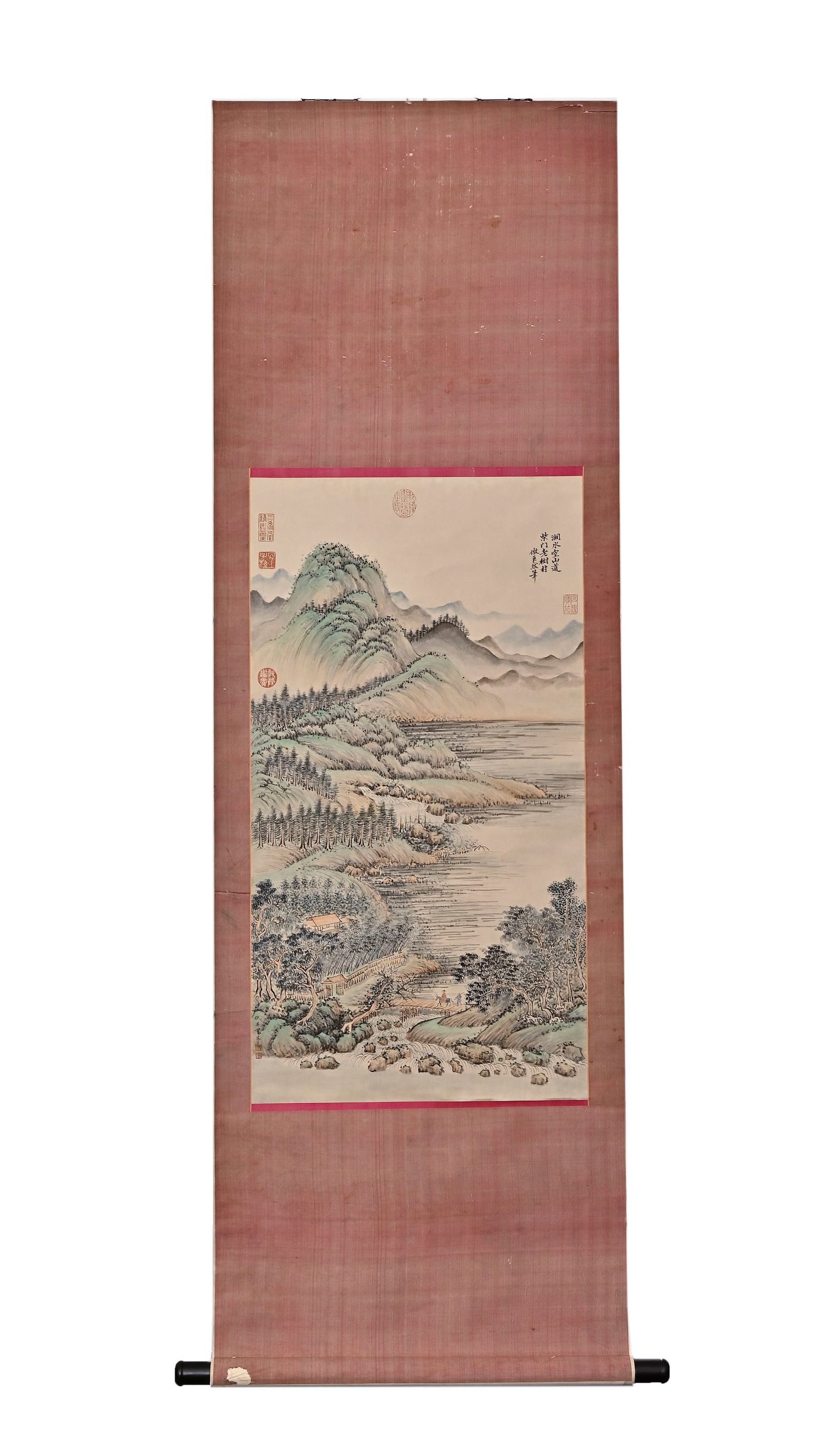 SPRING MOUNTAIN SCENERY BY QIU YING (1505-1552) OF THE MING DYNASTY: H:88cm(34.65in)W:47cm(18.50in)