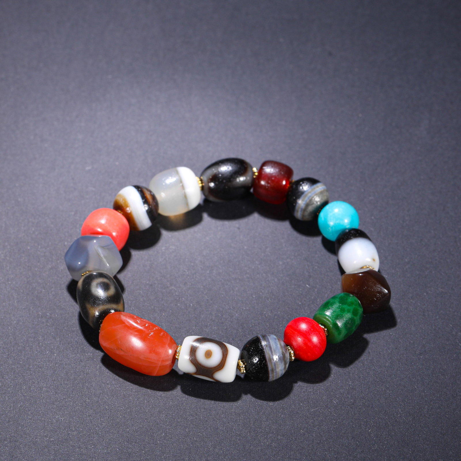 QING DYNASTY MULTI-TREASURE BRACELET: D:1cm(0.39in)Weight:40g