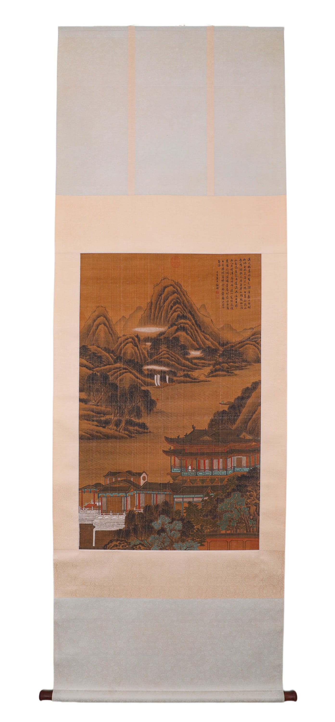 MING WEN ZHENGMING (1470-1559) SILK LANDSCAPE SCROLL (1 of 7)
