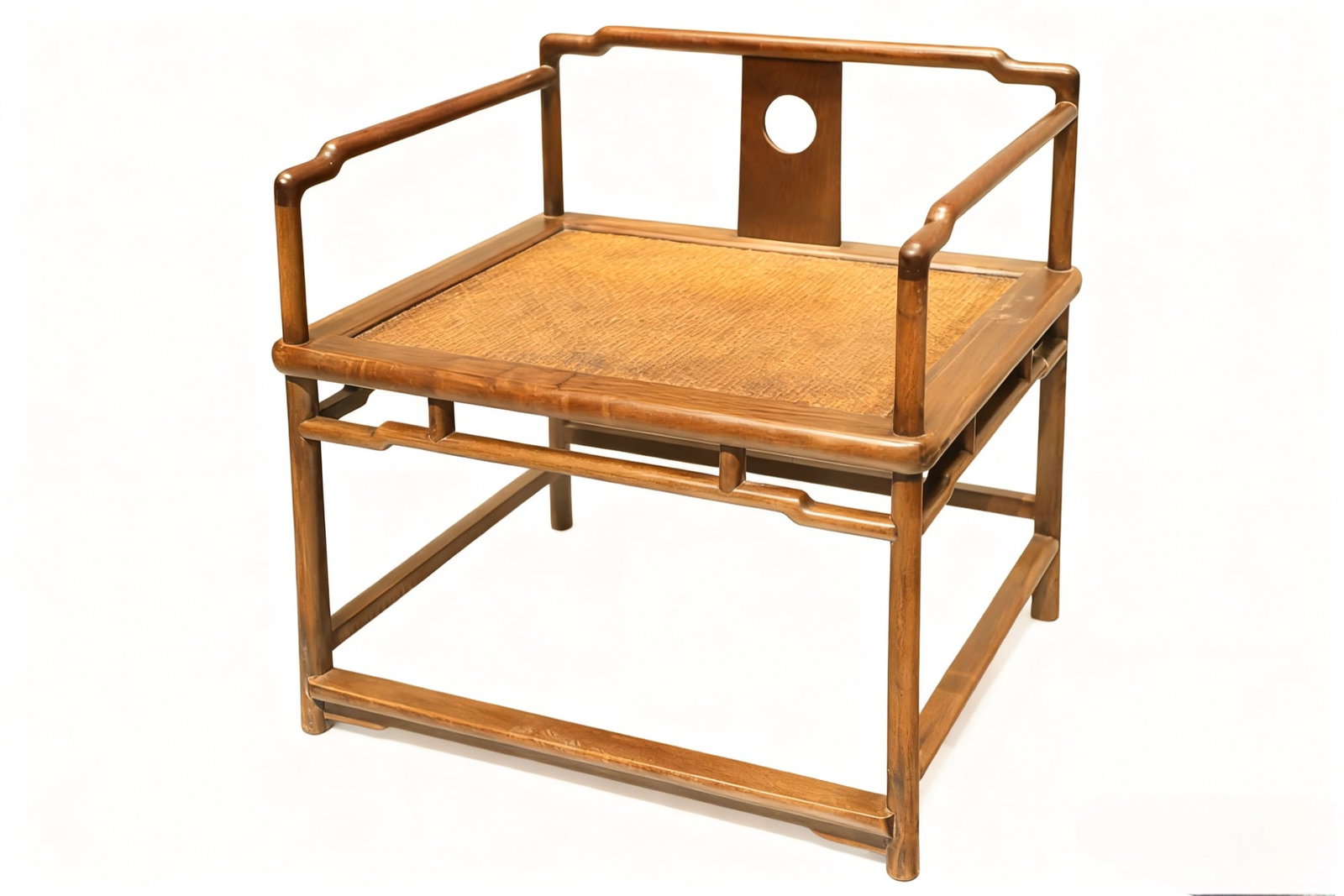MING DYNASTY HUANGHUALI MEDITATION CHAIR: H:75cmL:75cmW:65cm This Zen chair possesses extremely high historical, artistic and collectible value. This chair is a typical Ming Dynasty piece of furniture. It features a simple design, a well-stru