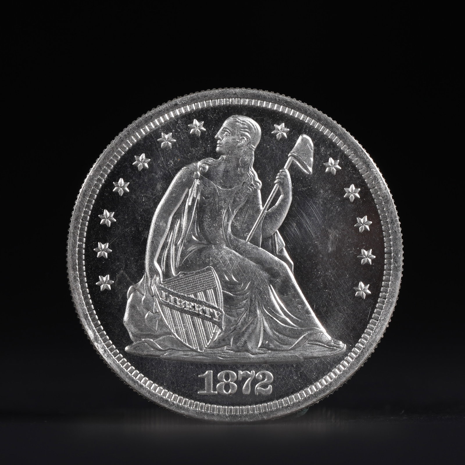 AMERICAN SEATED STATUE OF LIBERTY IN 1872 DOLLAR: D:3.9cmWeight:27g