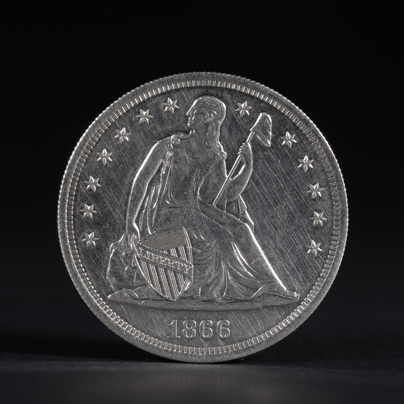 AMERICAN SEATED STATUE OF LIBERTY DOLLAR, 1866: D:3.9cmWeight:27g