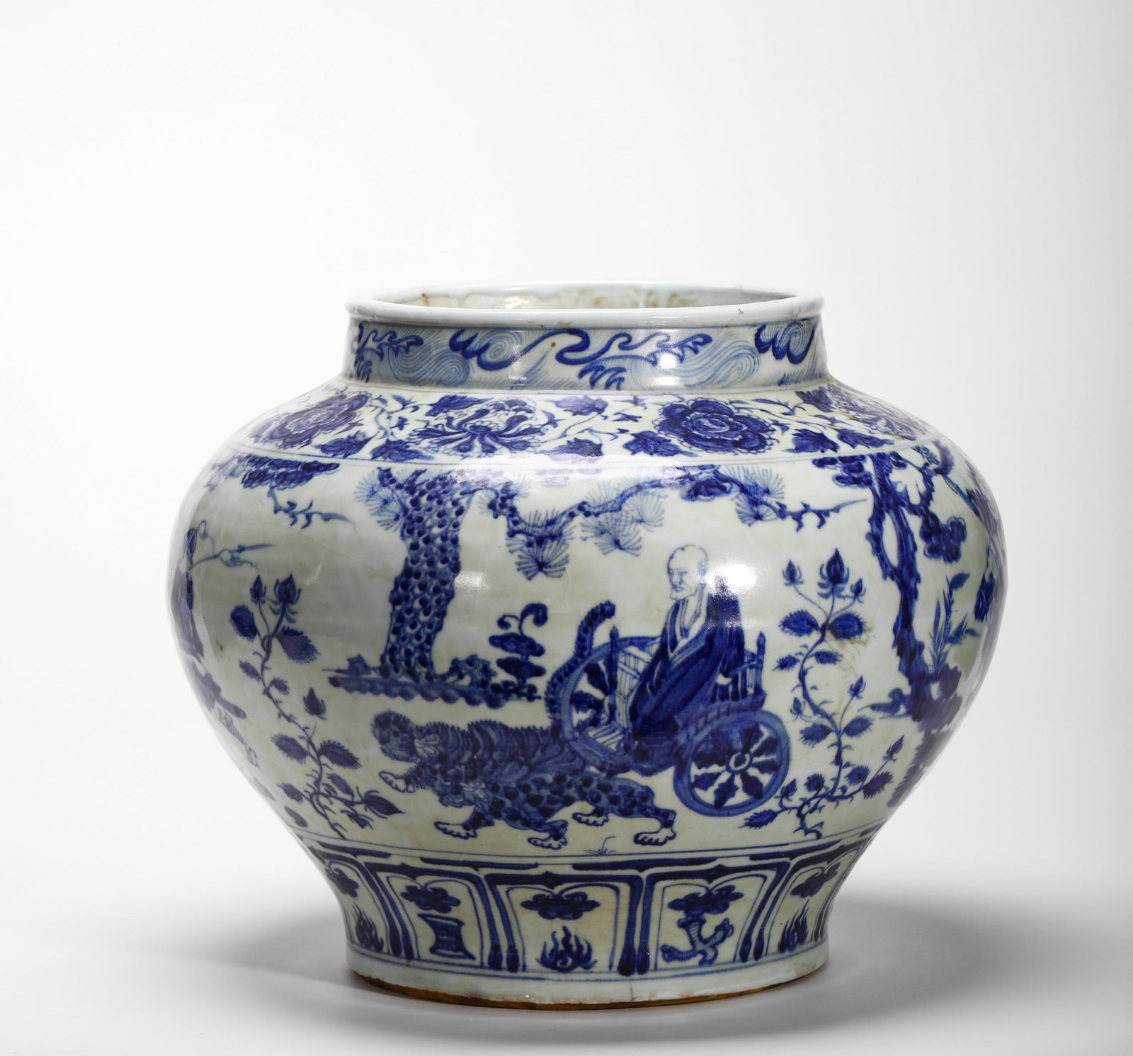 YUAN BLUE AND WHITE "GUIGUZI DESCENDS THE MOUNTAIN" JAR (1 of 12)