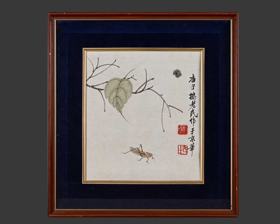 QI BAISHI (1864-1957), A PICTURE OF SCELLWORT, GRASS AND INSECTS (1 of 9)
