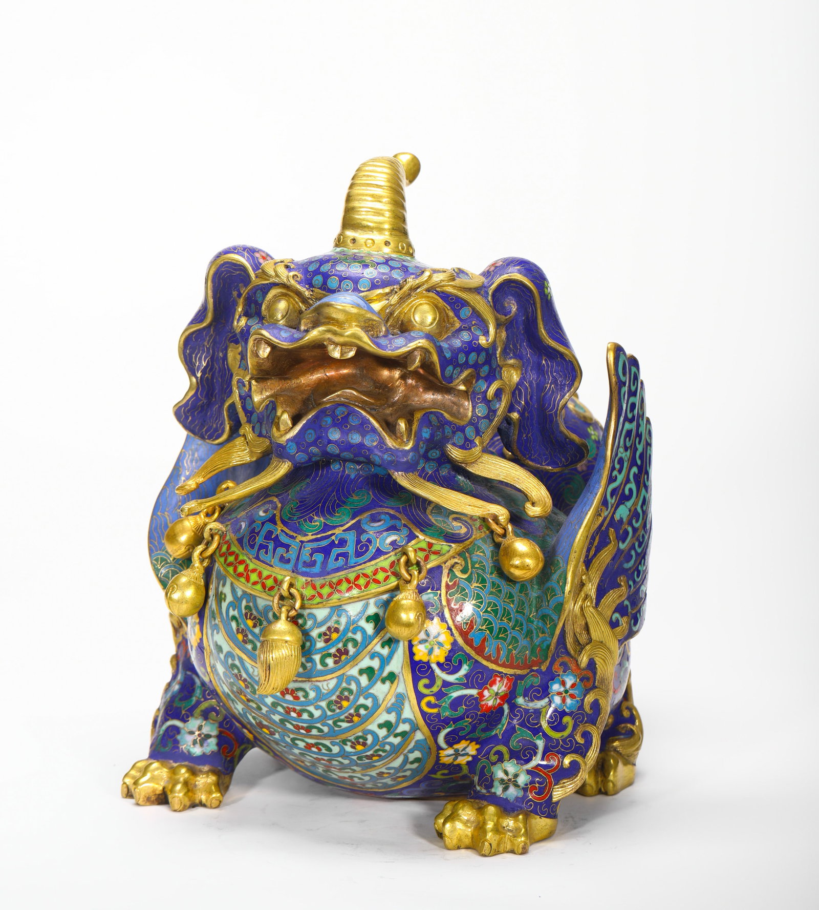 QING DYNASTY COPPER CLOISONNE ENAMEL AUSPICIOUS BEAST INCENSE (1 of 10)