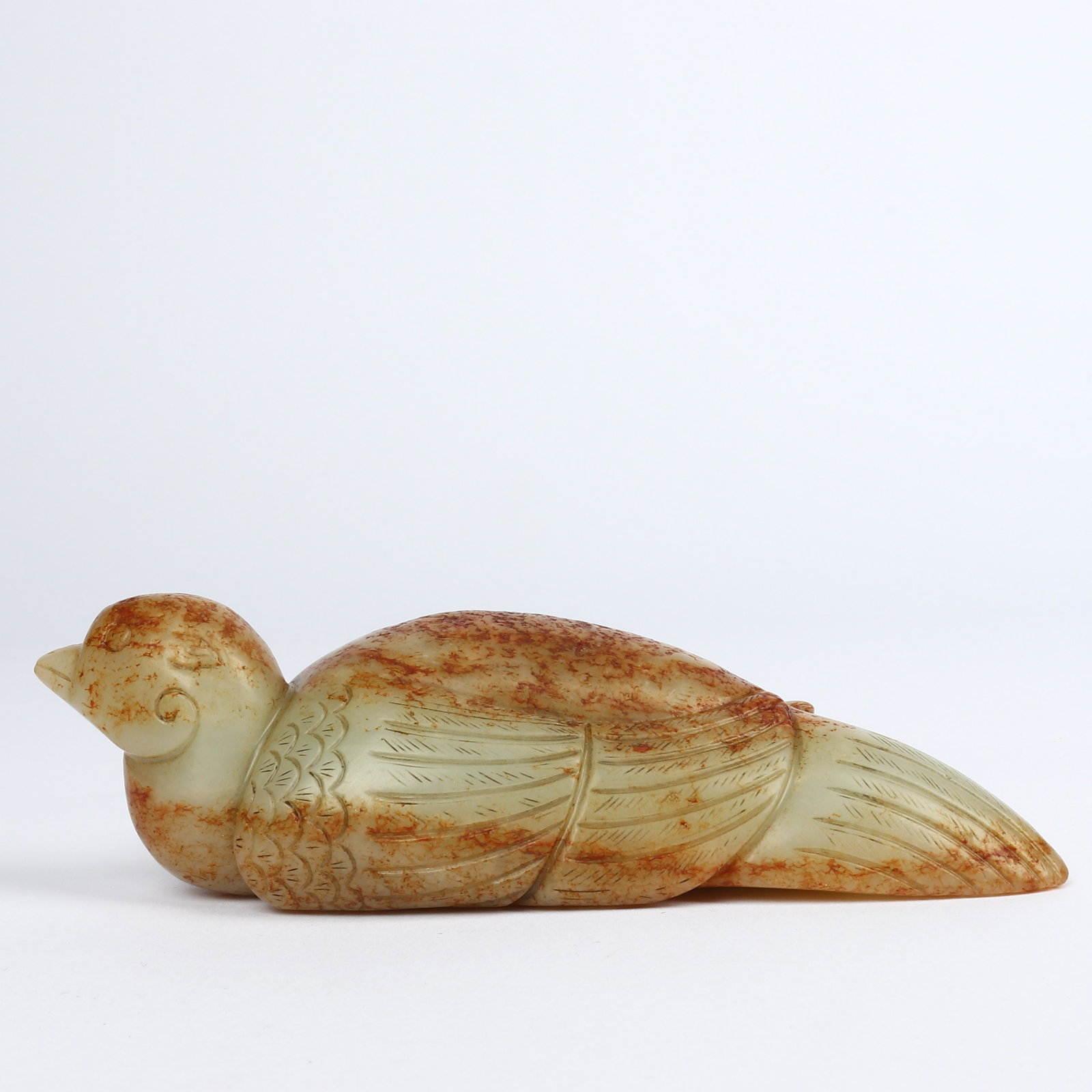 Jade carved quail ornaments in Hetian of Ming Dynasty: Jade carved quail ornaments in Hetian of Ming Dynasty 明代和田玉雕鹌鹑摆件; Dimension: Ht4cm;Diam13.5cm