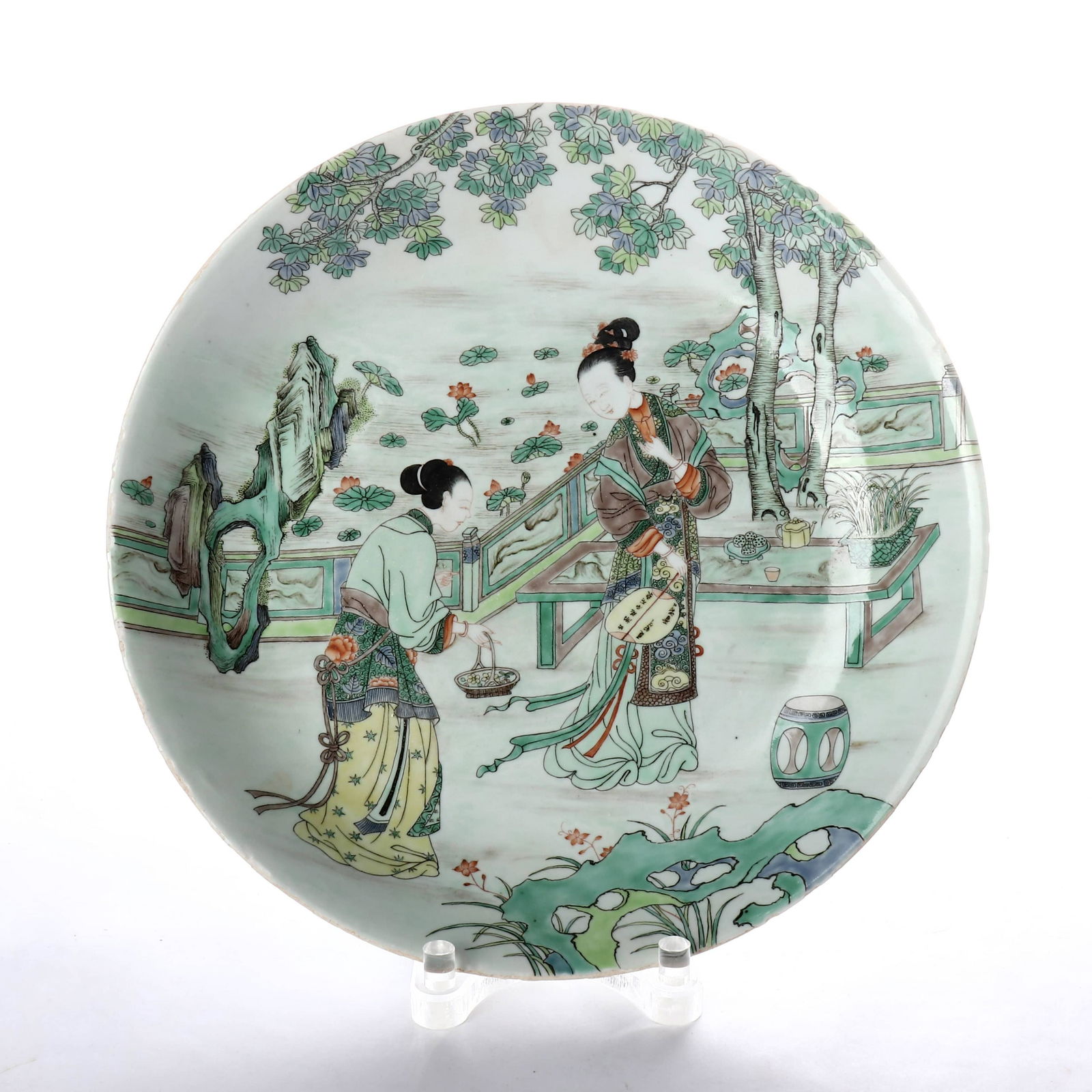 Colorful figures and flowers decorative plate in early (1 of 4)