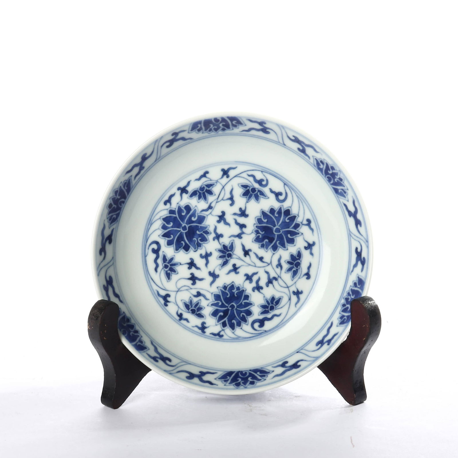 Decorative plate of blue and white lotus flowers in (1 of 10)