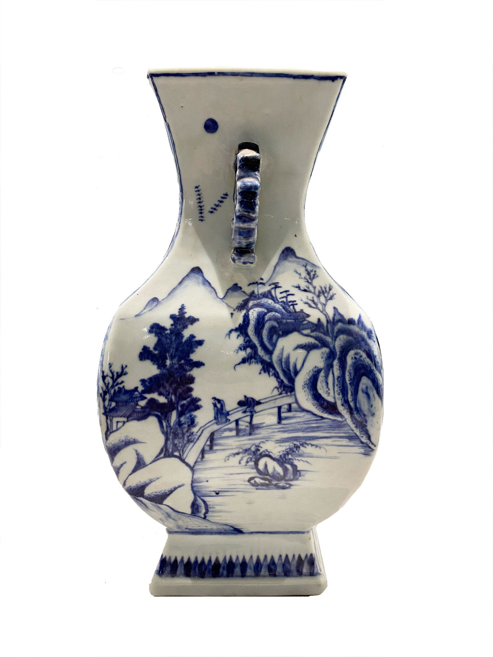 Blue and white landscape pattern of double ear Zun in (1 of 3)