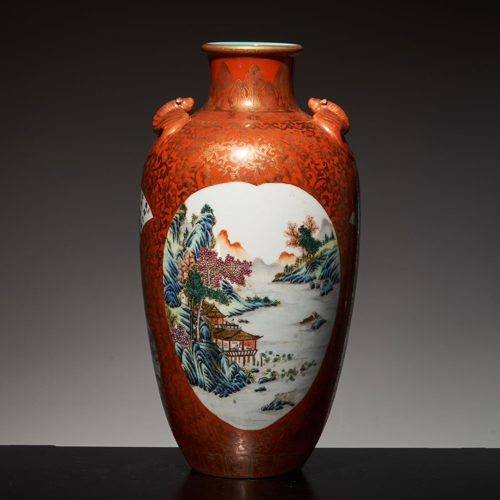 Qing Qianlong year alum painted gold wrapped flowers (1 of 7)