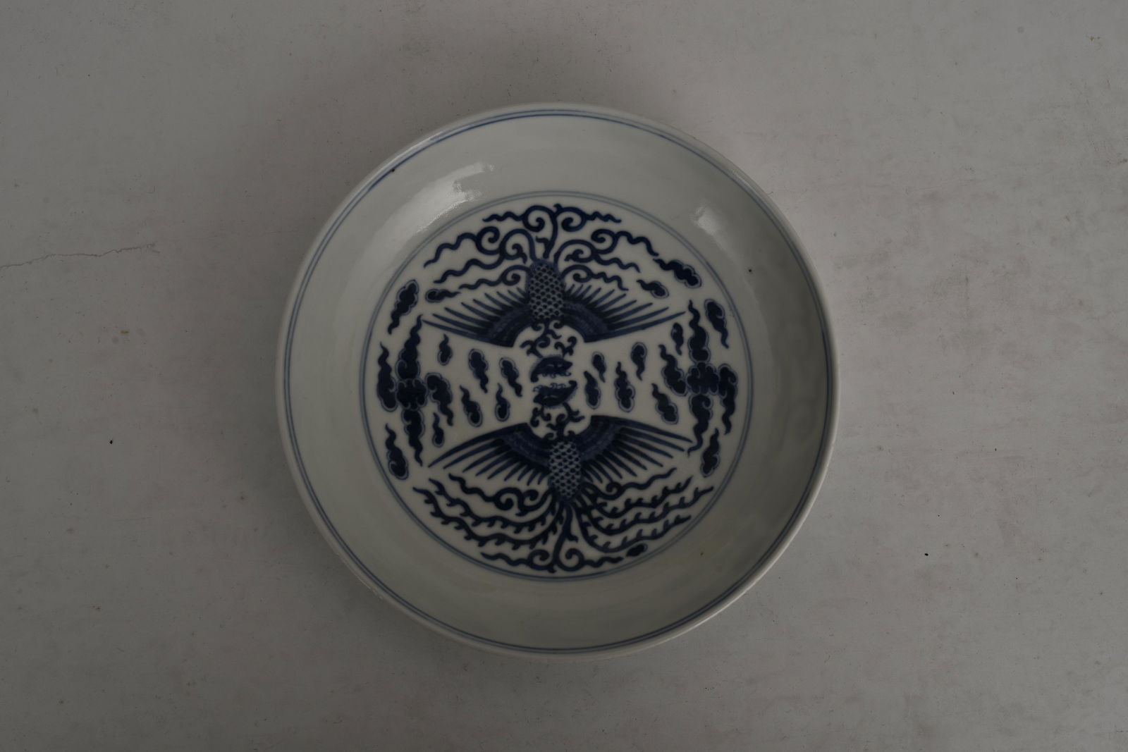 Qing and Guangxu blue and white double phoenix plates (1 of 5)