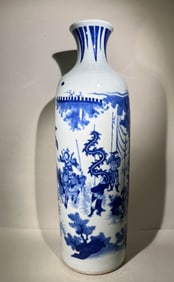 MING DYNASTY BLUE AND WHITE FIGURE VASE