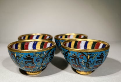 QING DYNASTY CLOISONN? SIX-CHARACTER MOTTO WATER PURIFICATION BOWL