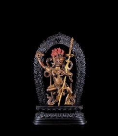 QING DYNASTY GILDED DHARMA PROTECTOR