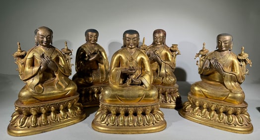 QING DYNASTY GILT BRONZE STATUE OF THE FIFTH SAKYA PATRIARCH
