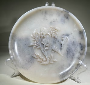 QING DYNASTY WHITE JADE APPRECIATION PLATE