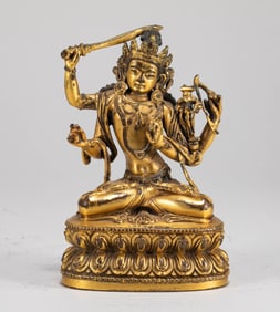 MING DYNASTY GILT BRONZE BODHISATTVA