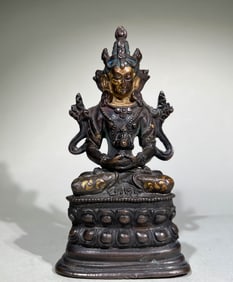 MING DYNASTY COPPER INLAID WITH GOLD INFINITE LIFE