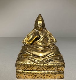 QING DYNASTY GILT BRONZE STATUE OF THE MASTER