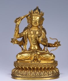 MING DYNASTY GILT BRONZE BODHISATTVA STATUE