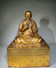 QING DYNASTY GILT BRONZE STATUE OF THE MASTER
