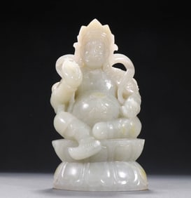QING DYNASTY WHITE JADE GOD OF WEALTH