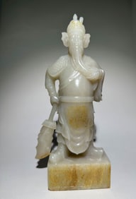 QING DYNASTY WHITE JADE GUAN GONG