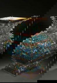 QING DYNASTY CLOISONNE SQUARE ZUN