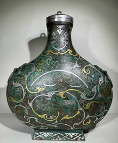 WARRING STATES PERIOD GOLD AND SILVER FLAT VASE