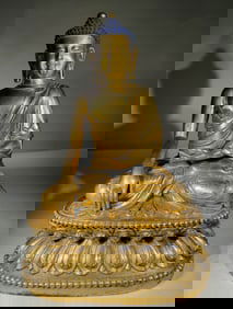 MING DYNASTY GILT BRONZE BUDDHA STATUE