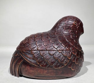 QING DYNASTY AGARWOOD QUAIL LID BOX