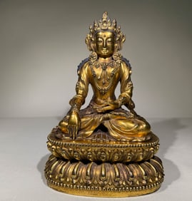 MING DYNASTY GILT BRONZE BUDDHA STATUE