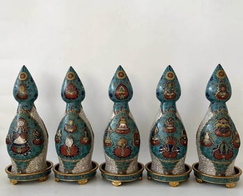QING DYNASTY CLOISONN? ENAMEL BALING FIVE OFFERINGS