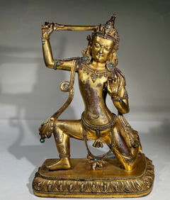 MING DYNASTY GILT BRONZE MING DYNASTY KING FUDO