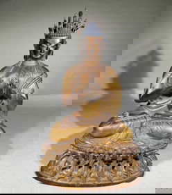 QING DYNASTY GILT BRONZE NAGARJUNA BODHISATTVA