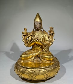 QING DYNASTY GILT STATUE OF THE MASTER