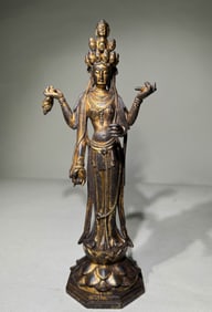 LIAO DYNASTY GILT BODHISATTVA STATUE
