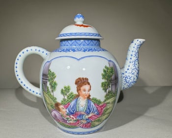 QING DYNASTY ENAMEL WESTERN FIGURE POT