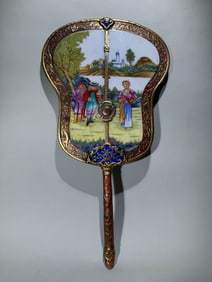 QING DYNASTY ENAMEL WESTERN CHARACTER FAN