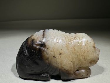 MING DYNASTY WHITE JADE AUSPICIOUS BEAST