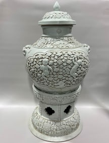 YUAN DYNASTY WHITE GLAZE DECAL JAR