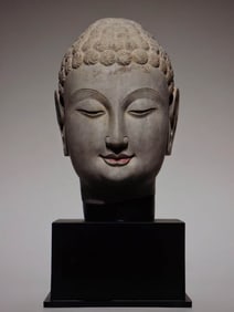 TANG DYNASTY BLUESTONE BUDDHA HEAD