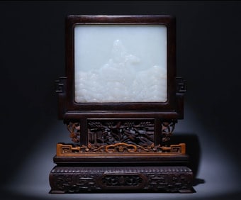 QING DYNASTY WHITE JADE SCREEN