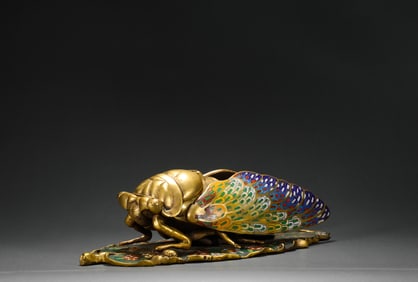 A cloisonne Wenfang Cicada, Qing Dynasty, China