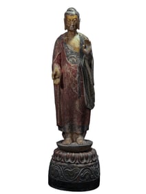 9th century painted stone Buddha, China