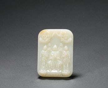 A Hetian jade flying Buddha Pei, Tang Dynasty, China